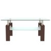 Rectangle Walnut Glass Coffee Table; Clear Coffee Table; Modern Side Center Tables for Living Room; Living Room Furniture