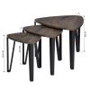 Nesting Coffee Table; Set of 3 End Tables for Living Room; Stacking Side Tables; Wood Look Accent Furniture with Metal Frame - WALNUT & BLACK