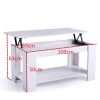 Lift Top Coffee Table with Hidden Compartment and Open Shelf; Modern Wooden Table for Home Living Room; White