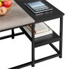 Modern Coffee Table with Storage Shelf; Rustic Gray/Black