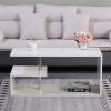 LED Coffee Table for Living Room; Modern Coffee Table; High Gloss White Finish Centre Sofa Table; S-Shaped Open Storage Shelf (39.3"L x 19.5"W x 18.1"