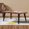 36 Rectangular Reclaimed Wood Coffee Table; Angled Legs; Brown and Black