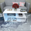 LED Coffee Table for Living Room; Modern Coffee Table; High Gloss White Finish Centre Sofa Table; S-Shaped Open Storage Shelf (39.3"L x 19.5"W x 18.1"