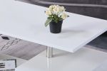 LED Coffee Table for Living Room; Modern Coffee Table; High Gloss White Finish Centre Sofa Table; S-Shaped Open Storage Shelf (39.3"L x 19.5"W x 18.1"