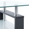 vidaXL Coffee Table Gray and Transparent 37.4"x21.7"x15.7" Tempered Glass