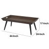 Rectangular Wooden Coffee Table with Tray Top and Metal Legs; Brown and Black