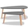 vidaXL Coffee Table Set 2 Pieces Solid Pinewood Black