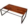 41.7 Inch Rectangular Coffee Table with Plank Style Top; Metal Frame; Brown and Black