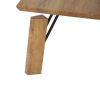 Rectangular Wooden Coffee Table with Block Legs; Natural Brown