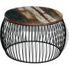 vidaXL Coffee Table Round Solid Reclaimed Wood 26.8"x14.6"