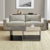 35 Inch Contemporary 2 Tone Wood Coffee Table; 2 Open Compartments; Light Gray; Cream