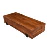 45 Inch Vesavi Handcrafted Rectangular Acacia Wood Coffee Table; Industrial Metal Sled Base; Brown and Black