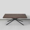 Rectangular Wooden Coffee Table with Boomerang Legs; Natural Brown Sonoma and Black