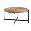 33"Modern Thread Design Round Coffee Table ; MDF Table Top with Cross Legs Metal Base