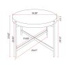 20.47"Modern Thread Design Round Coffee Table ; MDF Table Top with Cross Legs Metal Base