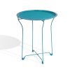 Atlantic Round Metal Tray Capri Breeze End Side Table; Removable Tray Outdoor & Indoor Drink; Snack; Coffee Table; Telephone Table