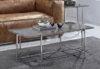 Adelae Coffee Table; Faux Marble & Chrome