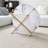 Modern Round coffee table with storage;  Golden metal frame with marble color top-31.5"