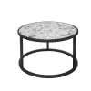 Round Coffee Table Set of 2 Set of 2 Nesting Tables; Metal Frame & Glass Top End Tables for Living Room Bedroom