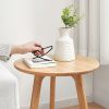 Round End Table- Small End Table Side Table Coffee Table Bedside Table Night Stand for Living Room Bedroom & Balcony; 100% Natural Solid Oak Wood Easy