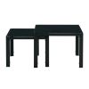 Nesting Coffee Table Set of 2;  Square Modern Stacking Table with Tempered Glass Finish for Living Room; Black