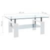 vidaXL Coffee Table White and Transparent 37.4"x21.7"x15.7" Tempered Glass