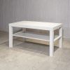 White Wooden 2-Tier Coffee Table with Storage Shelf; Sofa Center Table for Living Room; Home; Office