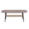 Coffee Table; 2-Tier Modern Central Table Wood and Metal Center Table; oval Modern Cocktail Table for Living Room Walnut