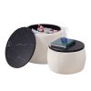 Set of 2 Nesting Round Storage Ottoman; Coffee Table Footstool with MDF Cover for Living Room; Bedroom; Top Å“Ãœ650*450; Å“Ãœ480*390; Beige