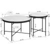 Set of 2 Round Side Table; Sofa End Table; Accent Table Round; Coffee Table Waterproof for Living Room Bedroom; wood &amp; marple