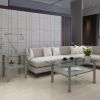 Transparent glass grey coffee table; modern simple; living room coffee table; side center table