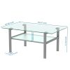 Transparent glass grey coffee table; modern simple; living room coffee table; side center table