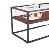 40.16" Glass Coffee Table; 2 Tier Rectangular Modern Center Table; Living Room Table; Black Metal Reversable Walnut and Cement ash