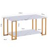 Coffee Table;  2 Layers 1.5cm Thick Marble MDF Rectangle 39.37" L Tabletop Iron Coffee Table ;  Dining Room;  Coffee Shop;  Resterant;  White Top;  Go