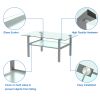 Transparent glass grey coffee table; modern simple; living room coffee table; side center table