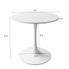 32"Modern Round Dining Table with Printed White Marble Table Top; Metal Base Dining Table; End Table Leisure Coffee Table