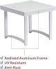 Modern Square Side Tables for Living Room;  White Rustic Aluminum Outdoor End Table;  Patio Tempered Glass Accent Coffee Table