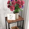 2-Tier End Table; Industrial Side Table Nightstand with Durable Metal Frame; Coffee Table with Mesh Shelves for Living Room; Rustic Brown and Black