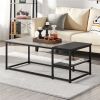 Modern Coffee Table with Storage Shelf; Rustic Gray/Black