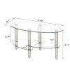 Oval glass coffee table; modern table in living room Oak wood leg tea table 3-layer glass table