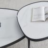 Modern coffee table; black metal frame with sintered stone tabletop