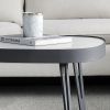 Modern coffee table; black metal frame with sintered stone tabletop