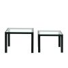 Nesting Coffee Table Set of 2; Square Modern Stacking Table with Tempered Glass Finish for Living Room; Transparent