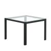 Nesting Coffee Table Set of 2; Square Modern Stacking Table with Tempered Glass Finish for Living Room; Transparent