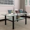 Transparent glass black coffee table; modern simple; living room coffee table; side center table