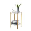 2-layer End Table with Whole Faux Marble Tabletop; Round Coffee Table with Golden Metal Frame for Bedroom Living Room Office (White; 1 piece)