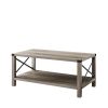 JHX 2-Tier Modern Farmhouse Coffee Table; Wood Rectangle Cocktail Table with Metal X- Frame (Gray; 40.94" w x 21.65" d x 17.91" h)