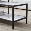 Modern Nesting coffee table Square &amp; rectangle; Black metal frame with wood marble color top