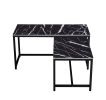 Modern Nesting Coffee Tables Set; Marble BLACK; 2pc