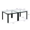 Coffee Table Set of 2; Square Modern Table with Tempered Glass Finish for Living Room; Transparent